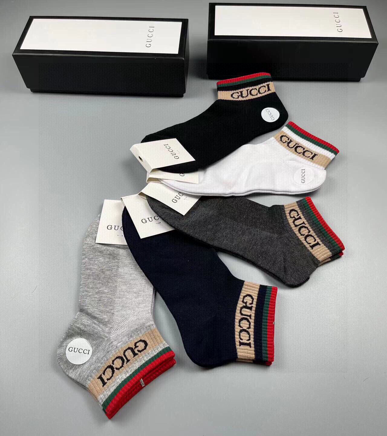  🆕Gucci · 古奇❗️G家新品男款短袜❗️【一盒五双】G家专柜同步短袜，提花经典标志，超级nice