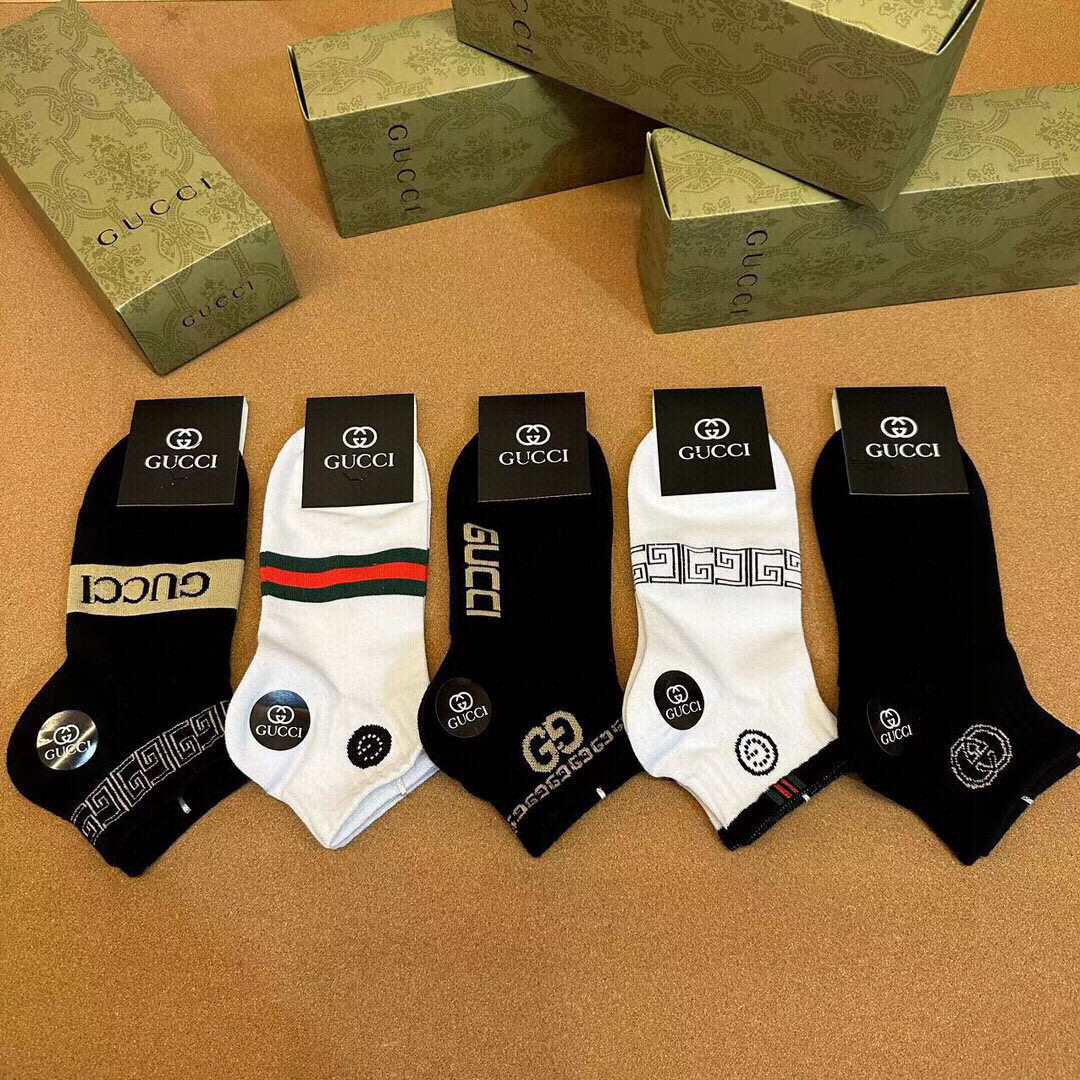  🆕Gucci · 古奇❗️G家新品男款短袜❗️【一盒五双】G家专柜同步短袜，提花经典标志，超级nice