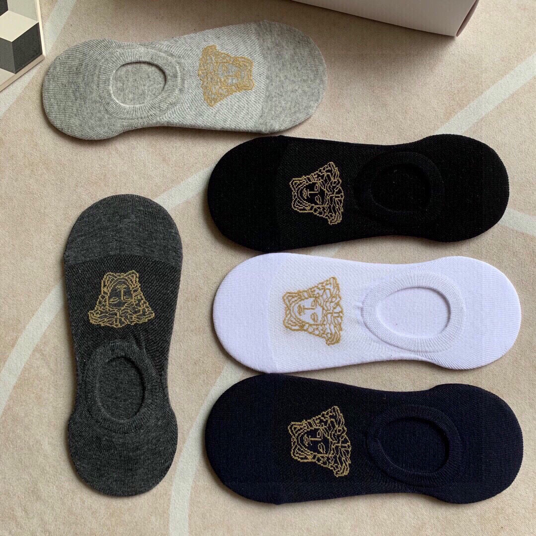  🆕Versace · 范思哲❗️经典男款隐形船袜❗️【一盒五双】纯棉材质织造，超柔软舒适，提花经典美人