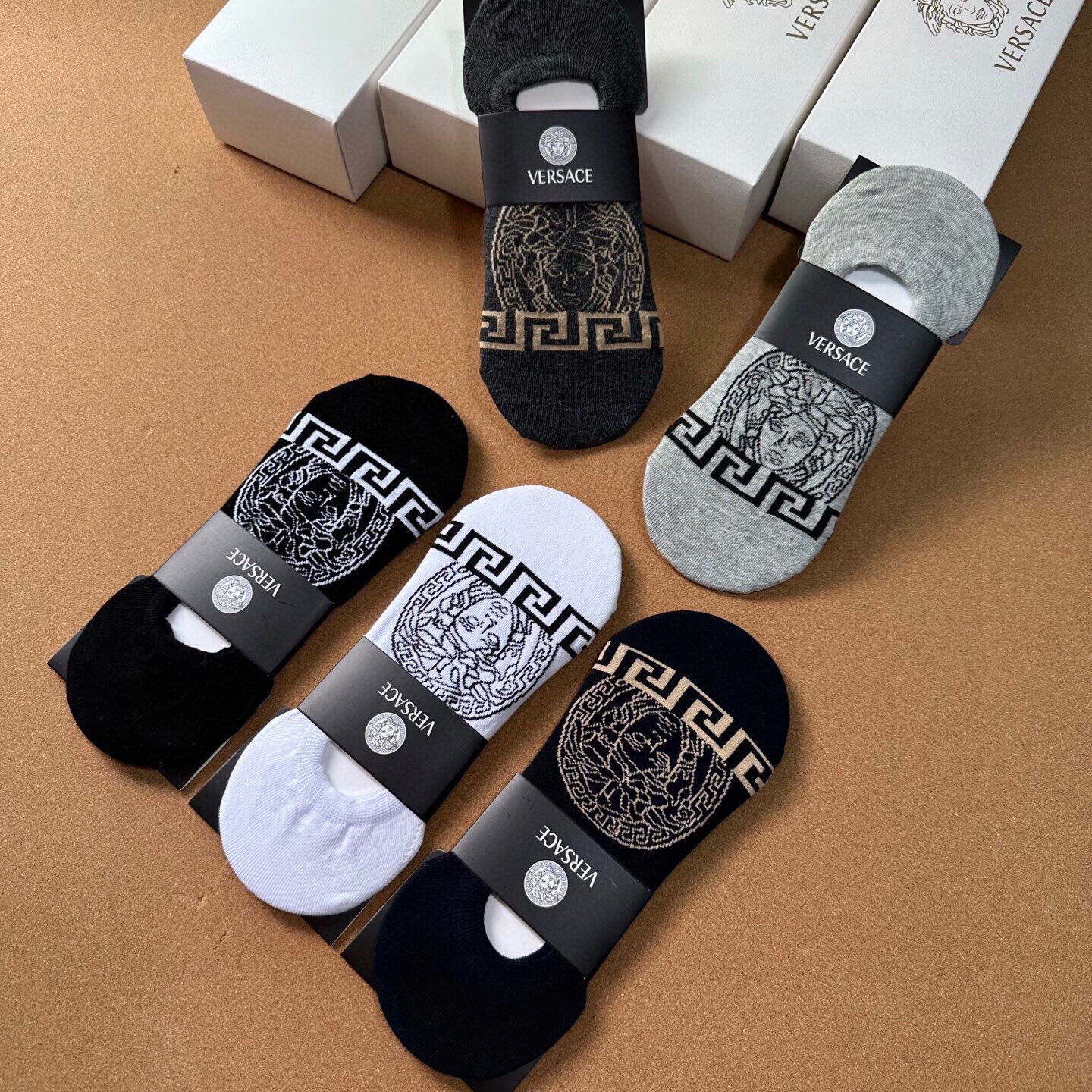  🆕Versace · 范思哲❗️新品男款隐形船袜❗️【一盒五双】纯棉材质织造，超柔软舒适，提花经典标志
