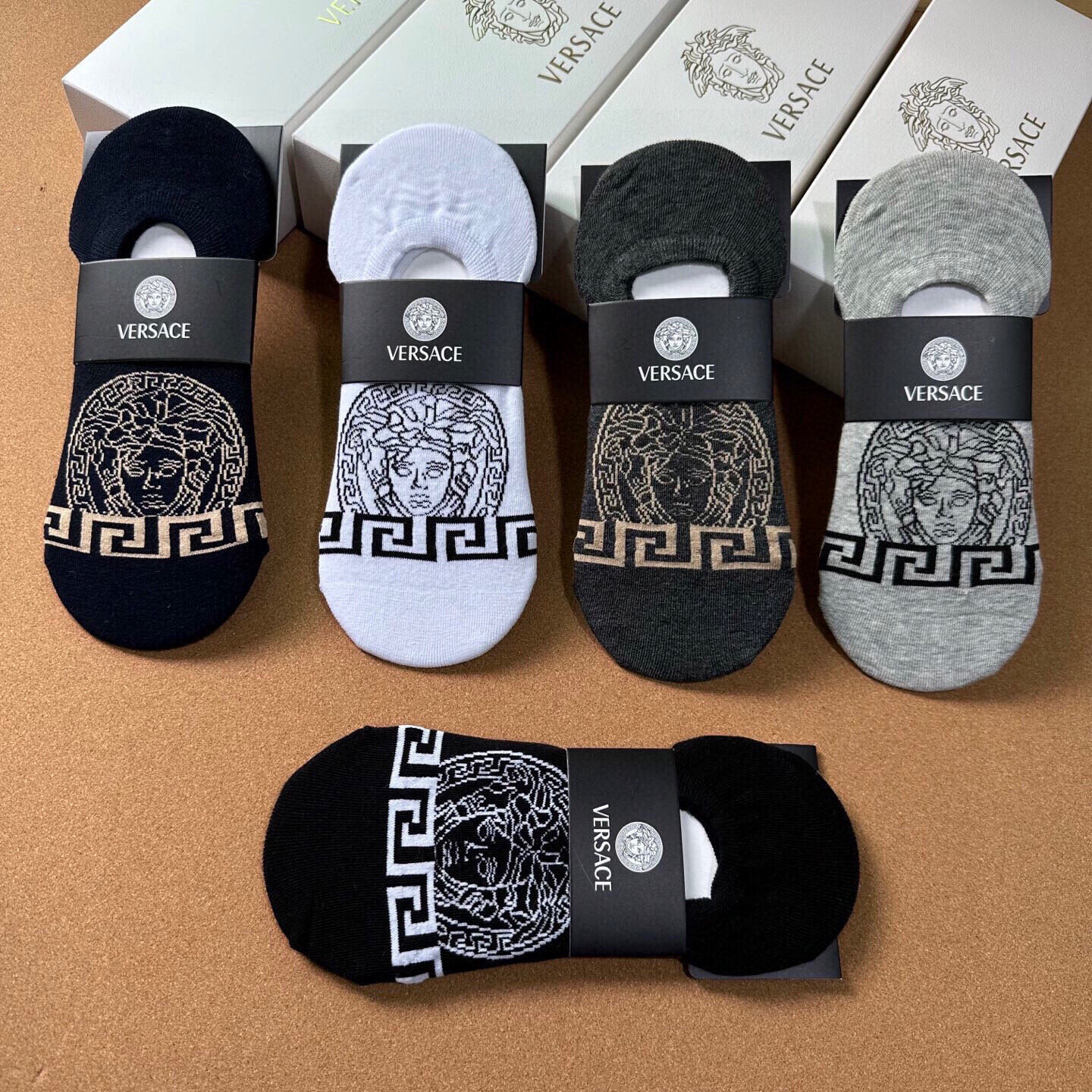  🆕Versace · 范思哲❗️新品男款隐形船袜❗️【一盒五双】纯棉材质织造，超柔软舒适，提花经典标志