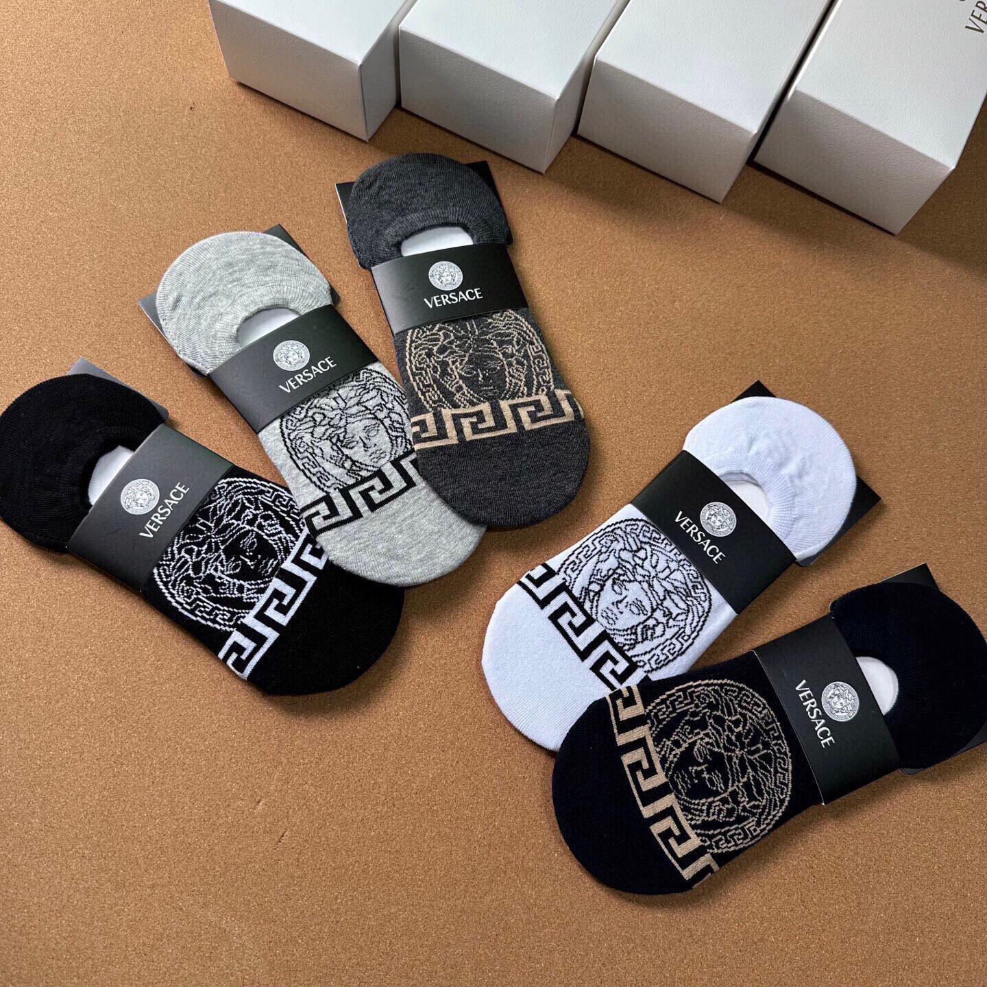  🆕Versace · 范思哲❗️新品男款隐形船袜❗️【一盒五双】纯棉材质织造，超柔软舒适，提花经典标志