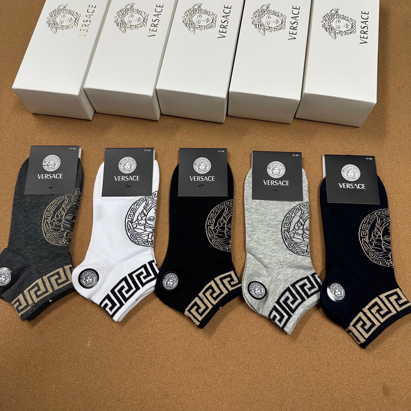  🆕Versace · 范思哲❗️新品男款袜子❗️【一盒五双】纯棉材质织造，超柔软舒适，提花经典logo