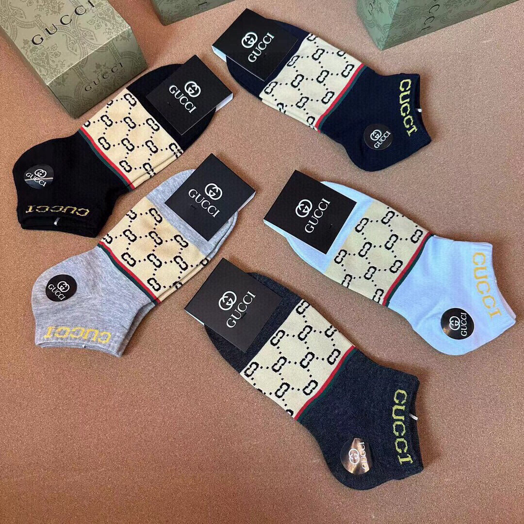  🆕Gucci · 古奇❗️G家新品男款短袜❗️【一盒五双】G家专柜同步短袜，提花经典标志，超级nice