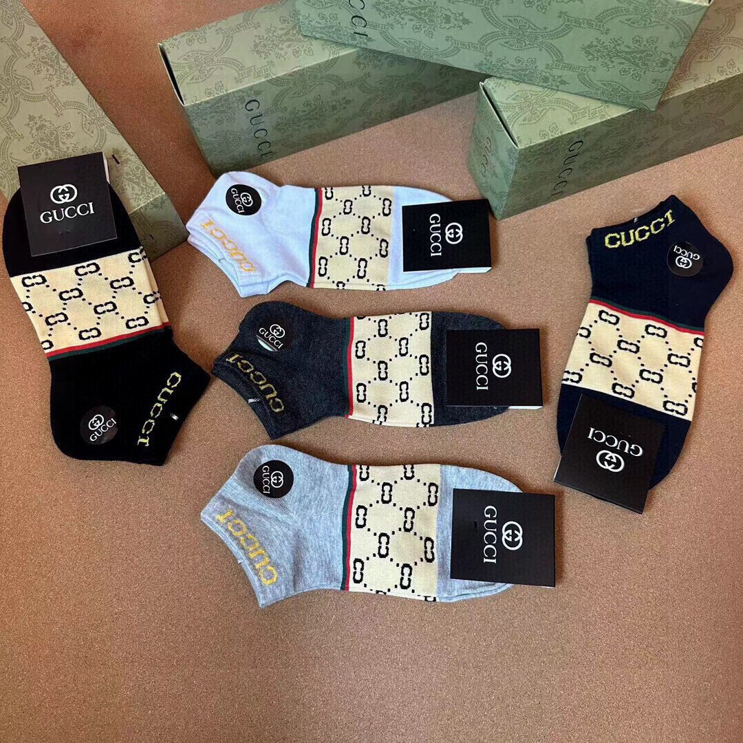  🆕Gucci · 古奇❗️G家新品男款短袜❗️【一盒五双】G家专柜同步短袜，提花经典标志，超级nice