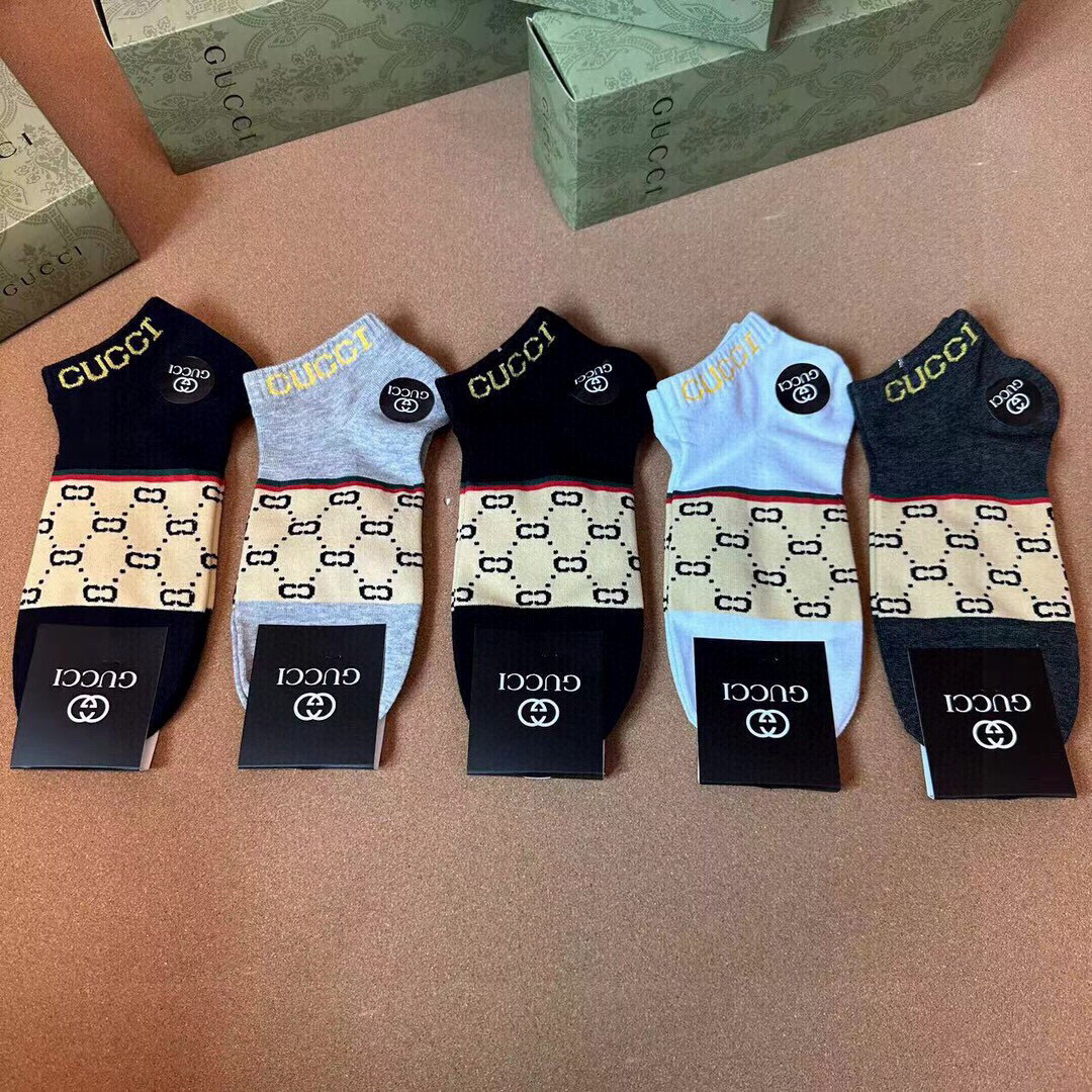  🆕Gucci · 古奇❗️G家新品男款短袜❗️【一盒五双】G家专柜同步短袜，提花经典标志，超级nice