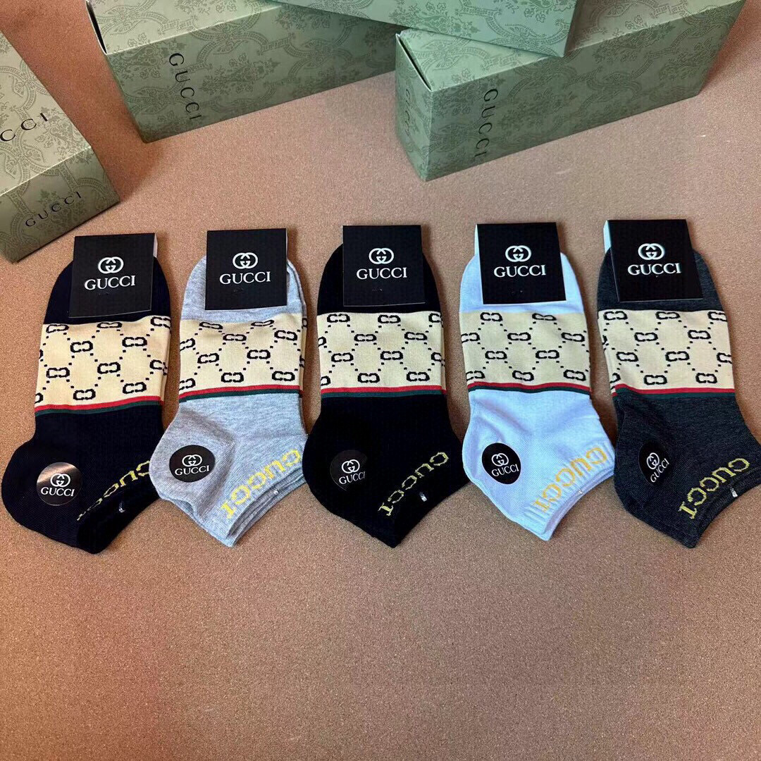  🆕Gucci · 古奇❗️G家新品男款短袜❗️【一盒五双】G家专柜同步短袜，提花经典标志，超级nice