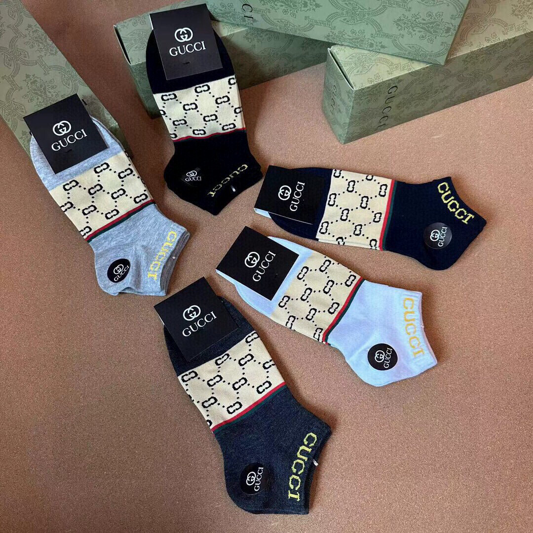  🆕Gucci · 古奇❗️G家新品男款短袜❗️【一盒五双】G家专柜同步短袜，提花经典标志，超级nice