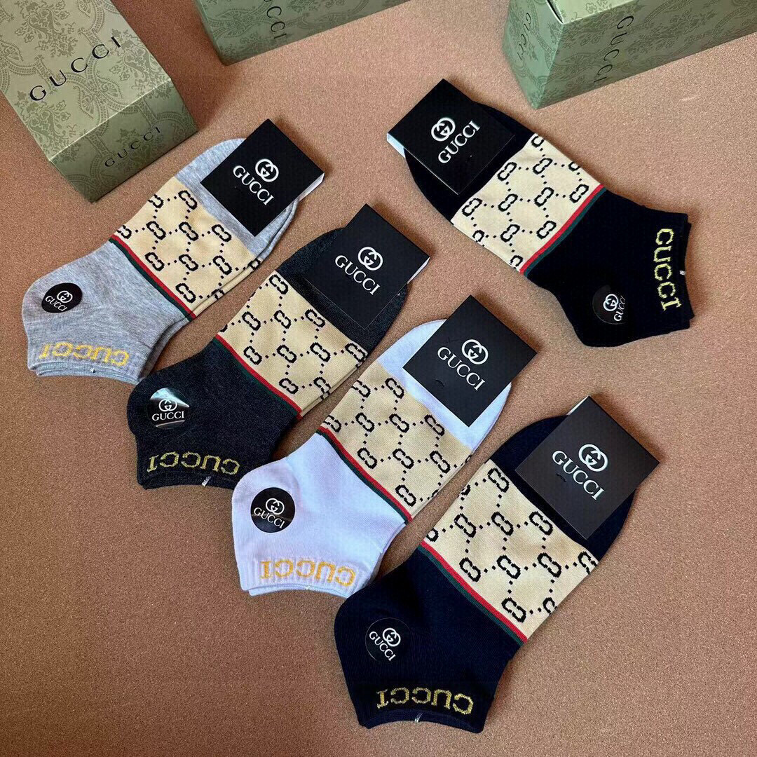  🆕Gucci · 古奇❗️G家新品男款短袜❗️【一盒五双】G家专柜同步短袜，提花经典标志，超级nice