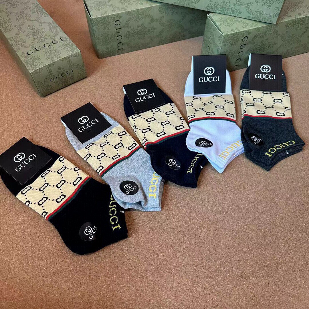  🆕Gucci · 古奇❗️G家新品男款短袜❗️【一盒五双】G家专柜同步短袜，提花经典标志，超级nice
