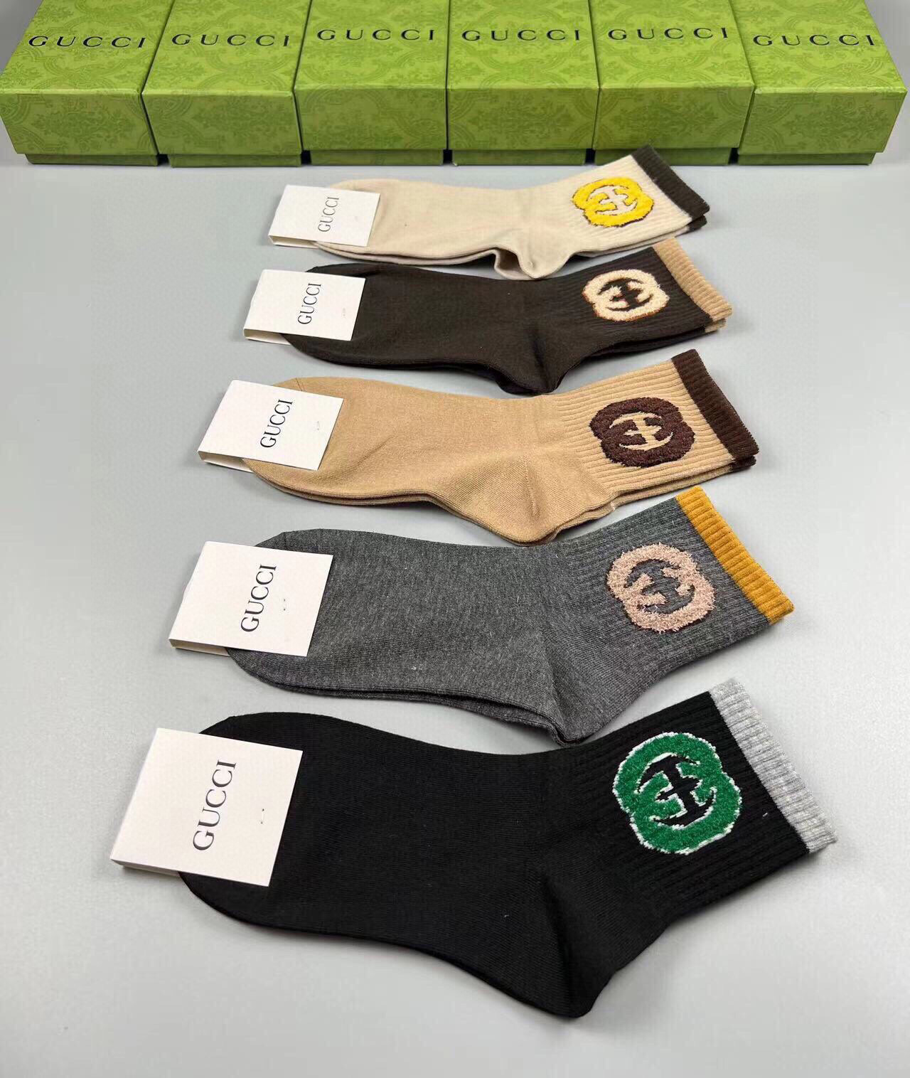  🆕Gucci · 古奇❗️G家新品袜子❗️【一盒五双】提花经典双G标志，超级nice，实物超漂亮，超火