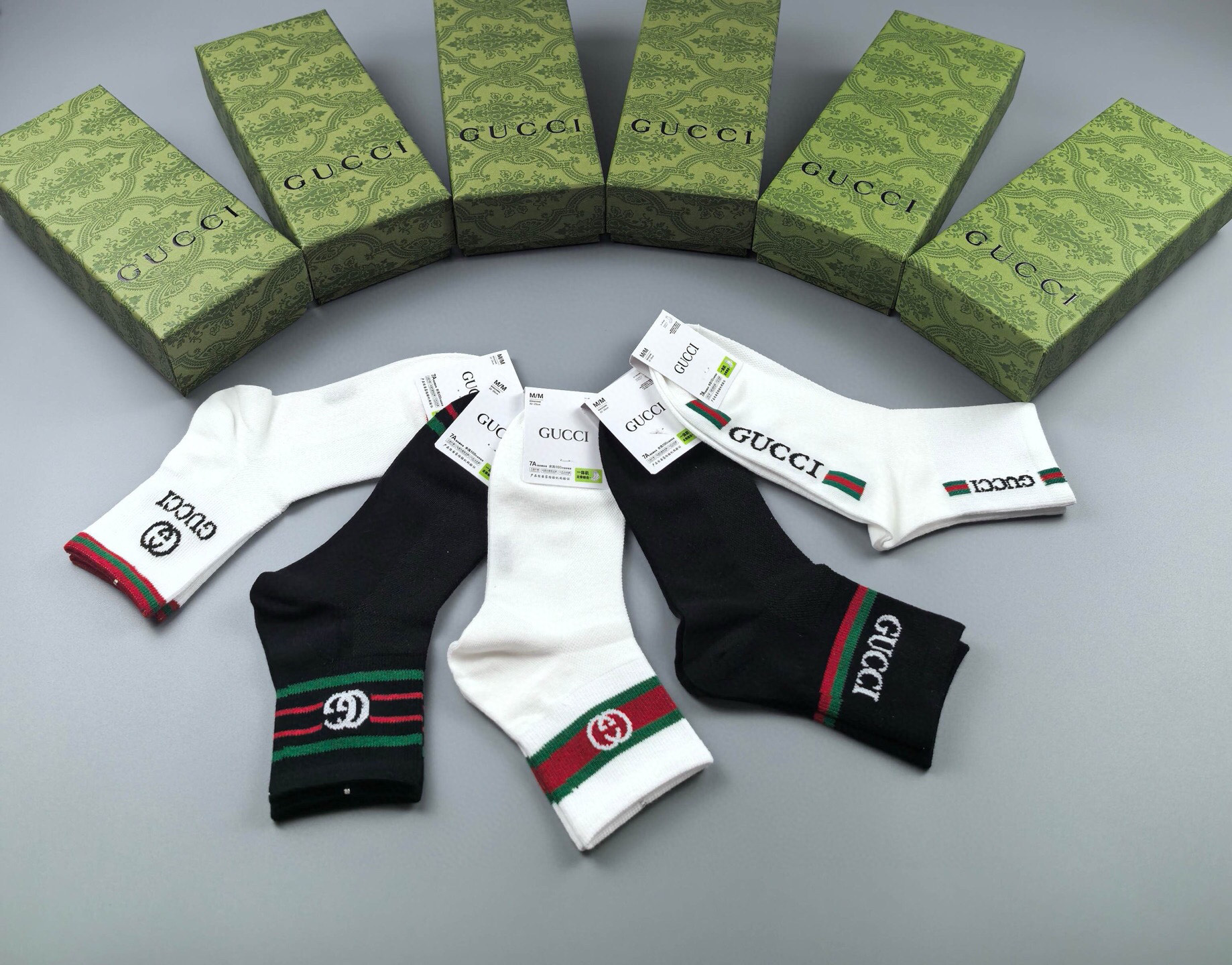  🆕Gucci · 古奇❗️G家新品袜子❗️【一盒五双】提花经典双G标志，超级nice，实物超漂亮，超火
