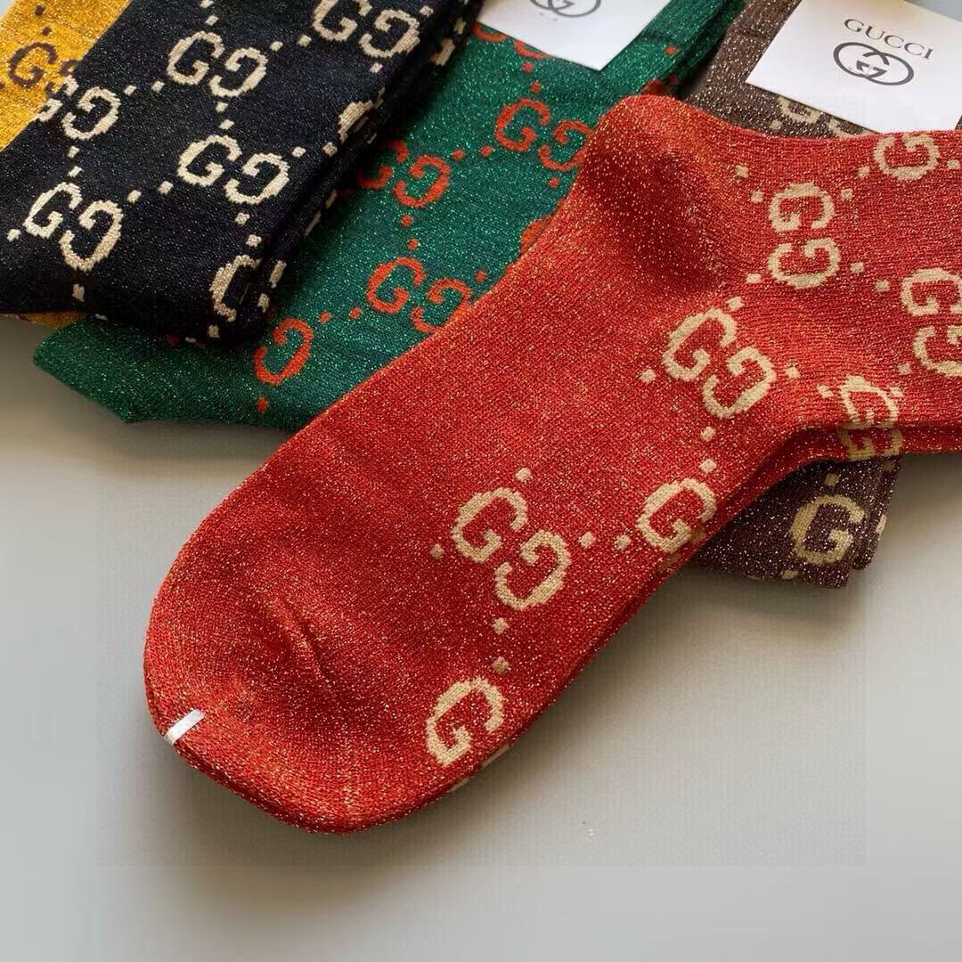  🆕Gucci · 古奇❗️炒鸡火爆的款式❗️【一盒五双】G家专柜一直在售的经典款，纯棉织造，加上闪闪金