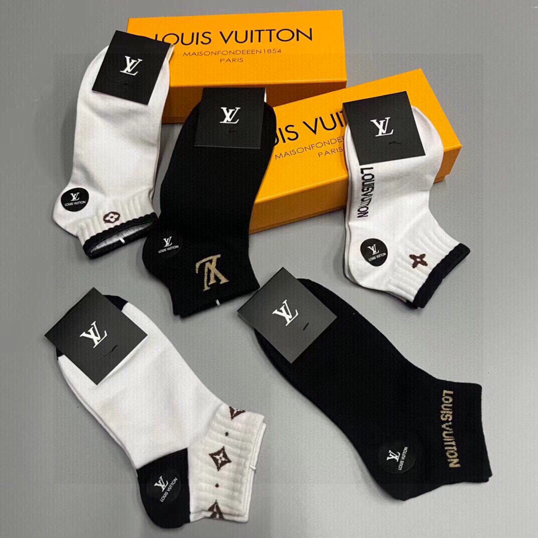  🆕Louis Vuitton · 路易威登❗️驴家新品男款袜子❗️【一盒五双】提花驴家经典logo，纯