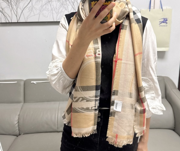 Burberry Unisex Check Wool Scarf,140x140cm, Beige, Perfect for All Seasons 1 Burberry Unisex Check Wool Scarf,140x140cm, Beige, Perfect for All Seasons