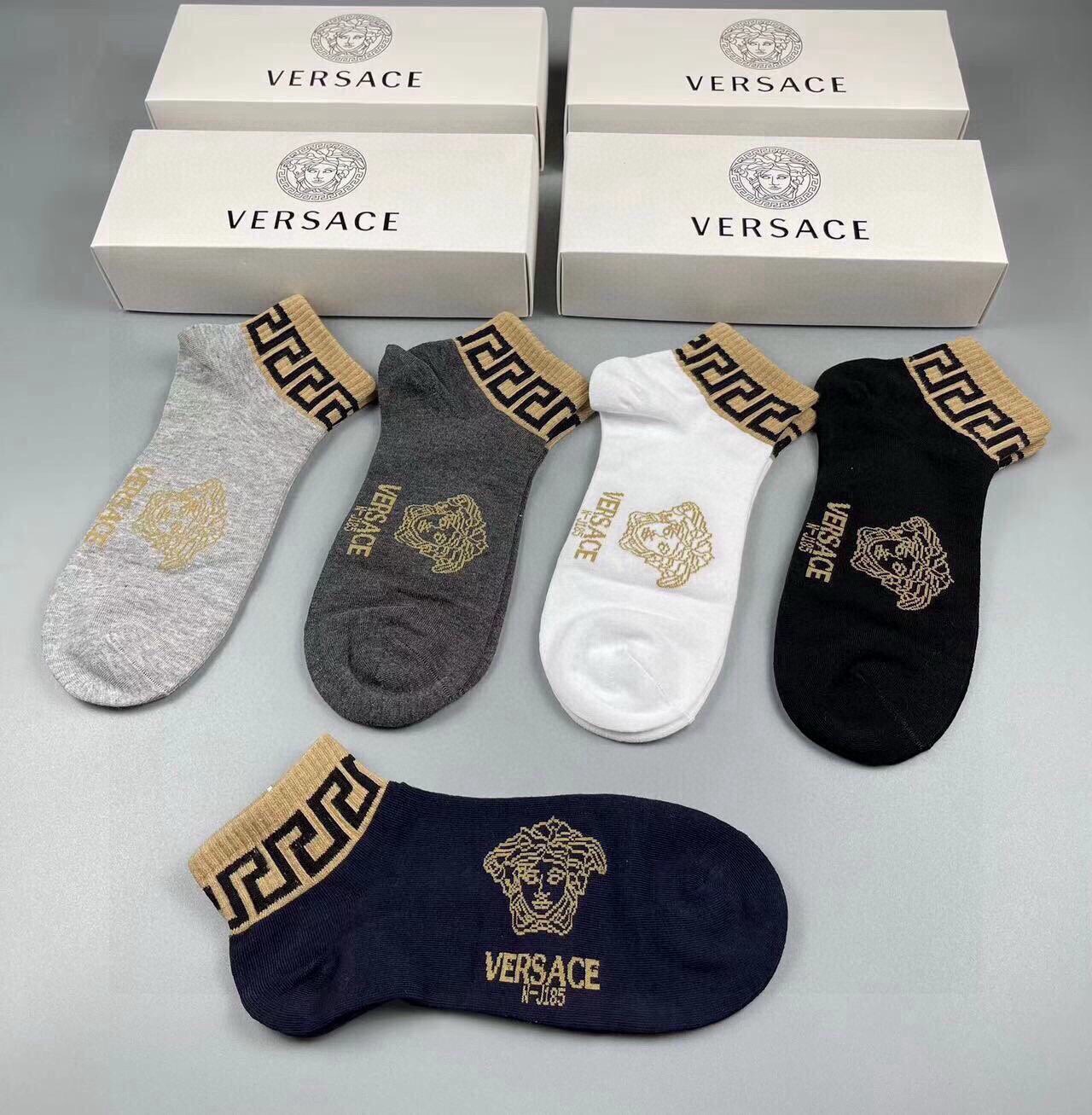 🆕Versace · 范思哲❗️新品男款袜子❗️【一盒五双】纯棉材质织造，超柔软舒适，提花经典美人头➕字