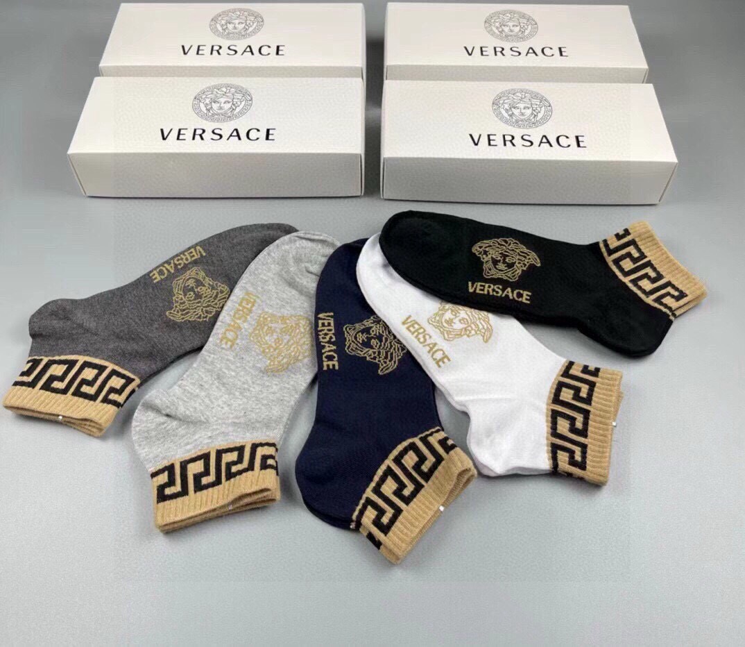 🆕Versace · 范思哲❗️新品男款袜子❗️【一盒五双】纯棉材质织造，超柔软舒适，提花经典美人头➕字