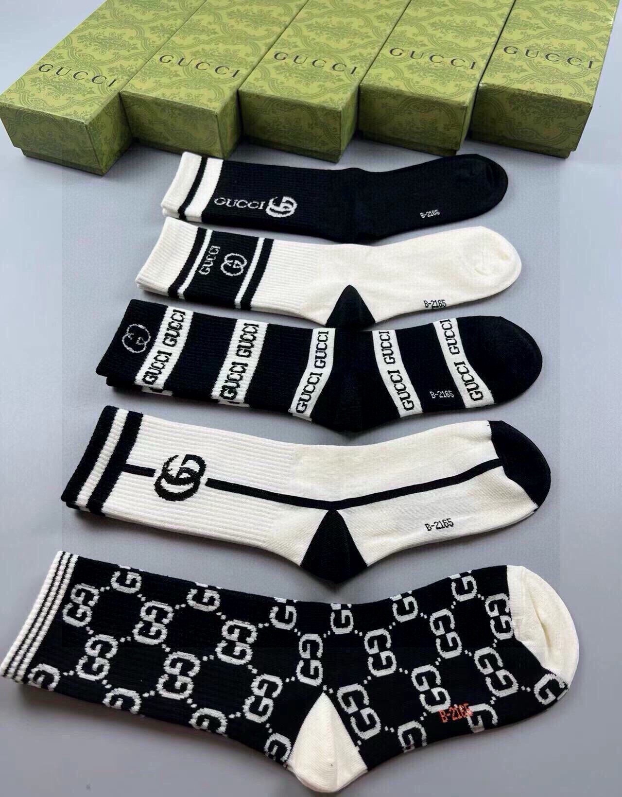 🆕Gucci · 古奇❗️大G家新品长筒袜子❗️【一盒五双】经典双G标志，特显高大上，纯棉材质，透气舒适