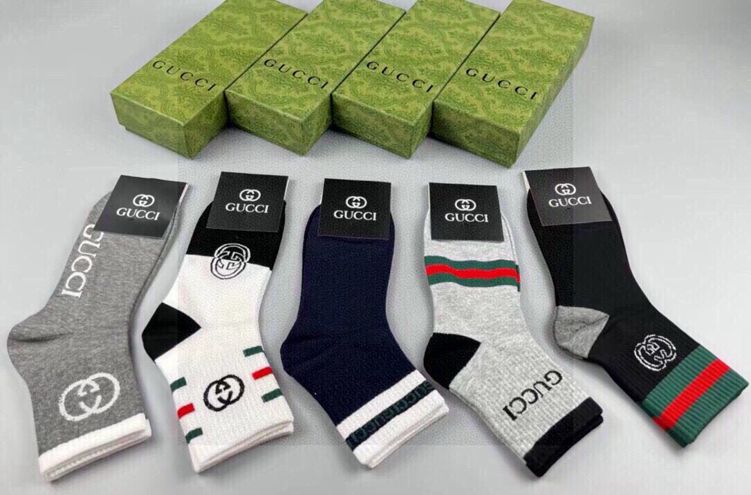 🆕Gucci · 古奇❗️G家新品袜子❗️【一盒五双】提花经典双G标志，超级nice，实物超漂亮，超火爆