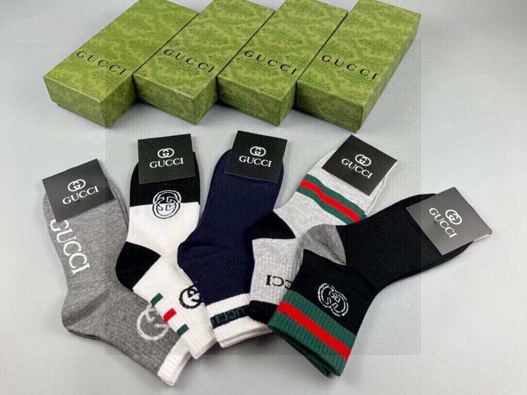 🆕Gucci · 古奇❗️G家新品袜子❗️【一盒五双】提花经典双G标志，超级nice，实物超漂亮，超火爆