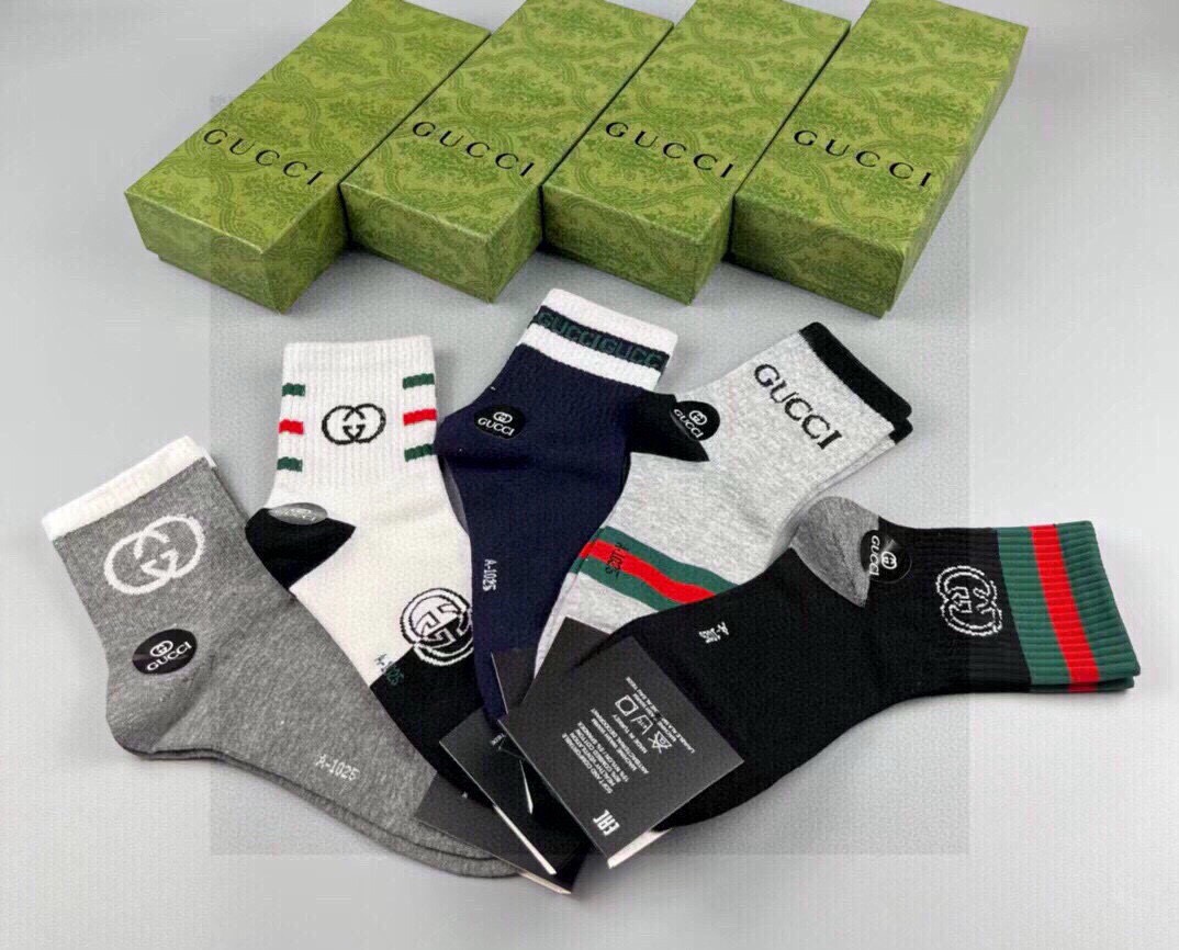 🆕Gucci · 古奇❗️G家新品袜子❗️【一盒五双】提花经典双G标志，超级nice，实物超漂亮，超火爆