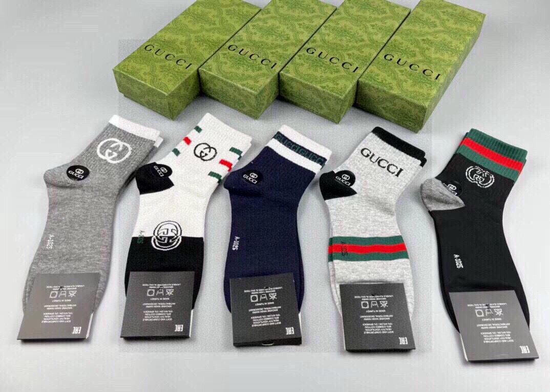 🆕Gucci · 古奇❗️G家新品袜子❗️【一盒五双】提花经典双G标志，超级nice，实物超漂亮，超火爆