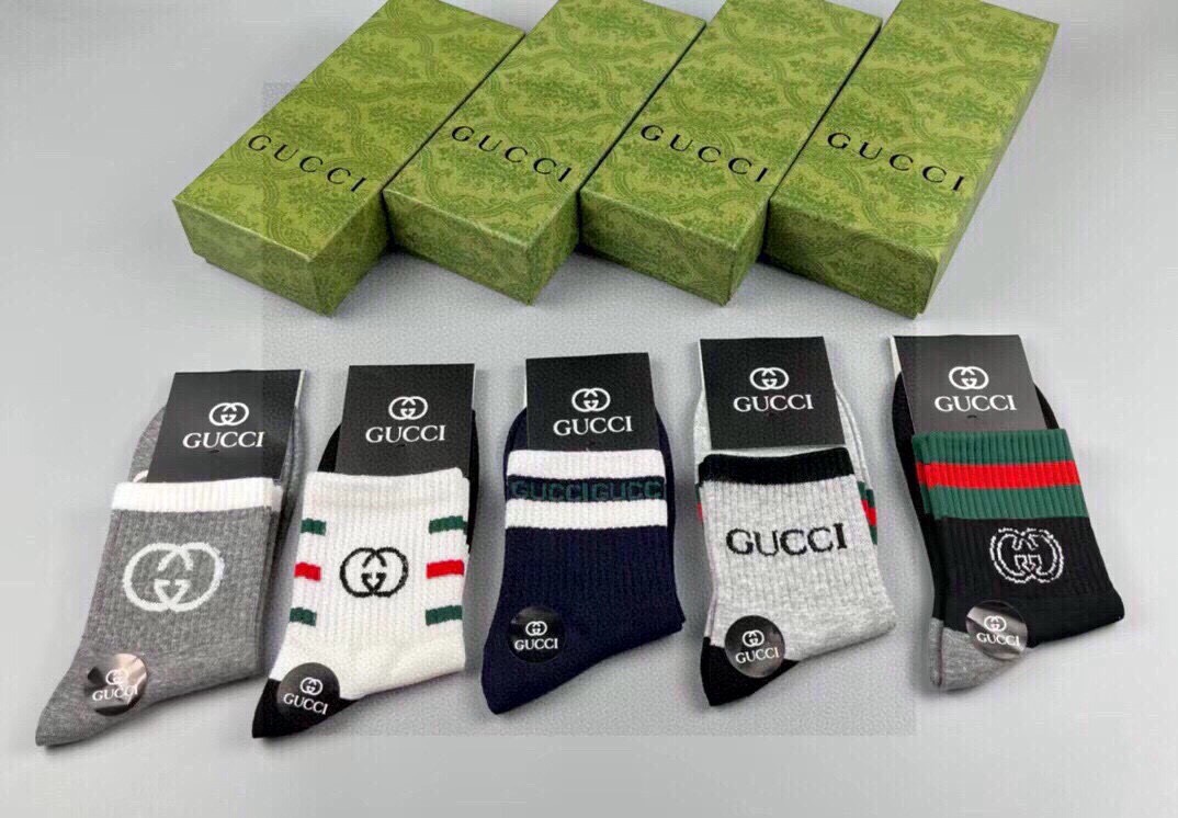 🆕Gucci · 古奇❗️G家新品袜子❗️【一盒五双】提花经典双G标志，超级nice，实物超漂亮，超火爆