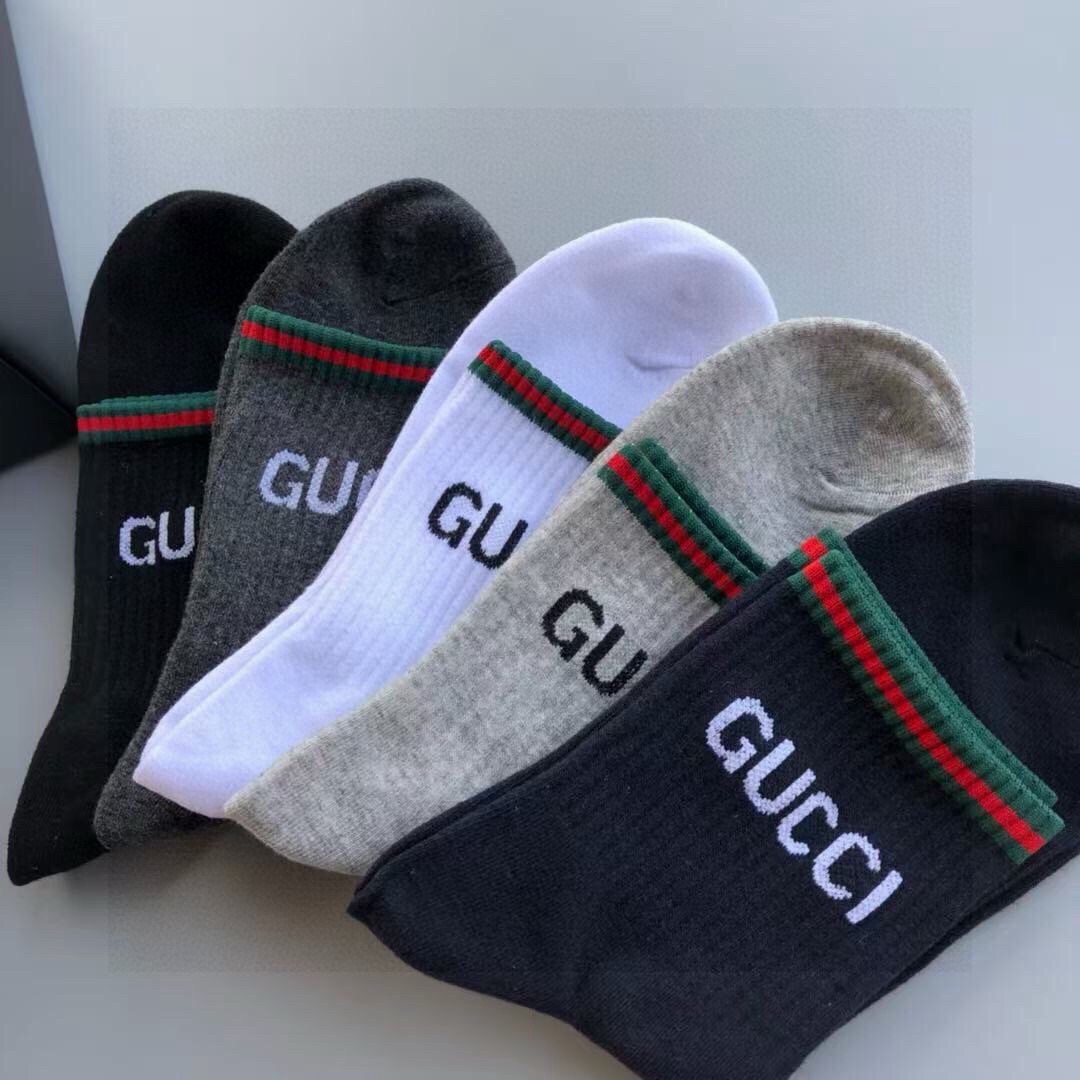 🆕Gucci · 古奇❗️大G家男款袜子❗️【一盒五双】红绿条搭配品牌全称logo，特显高大上，纯棉材质