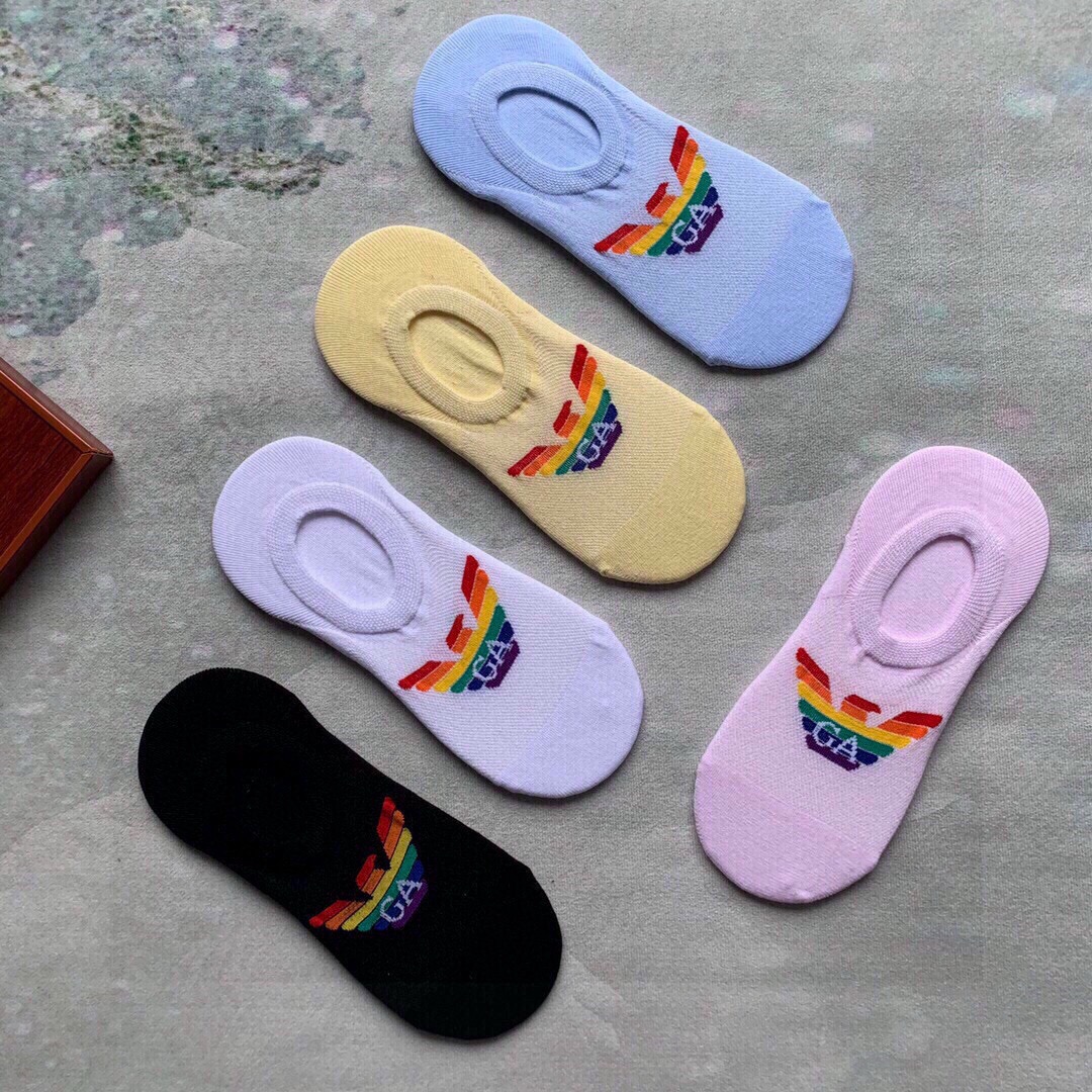 🆕EMPORIO ARMANI · 阿玛尼❗️新品女款隐形袜子❗️【一盒五双】提花经典logo标志，纯棉