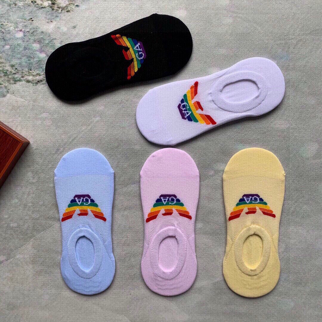 🆕EMPORIO ARMANI · 阿玛尼❗️新品女款隐形袜子❗️【一盒五双】提花经典logo标志，纯棉