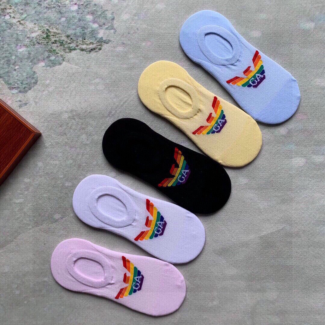 🆕EMPORIO ARMANI · 阿玛尼❗️新品女款隐形袜子❗️【一盒五双】提花经典logo标志，纯棉