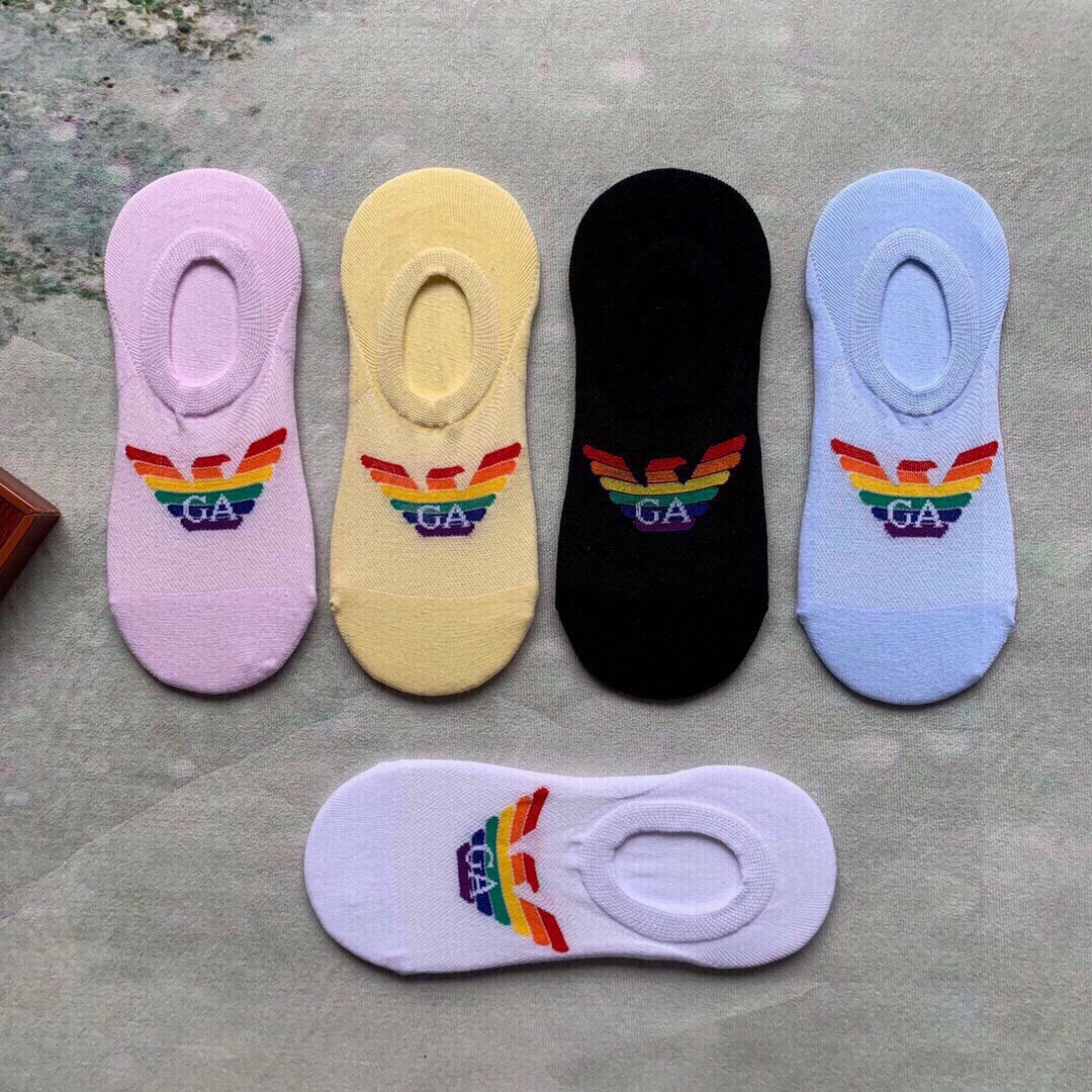 🆕EMPORIO ARMANI · 阿玛尼❗️新品女款隐形袜子❗️【一盒五双】提花经典logo标志，纯棉