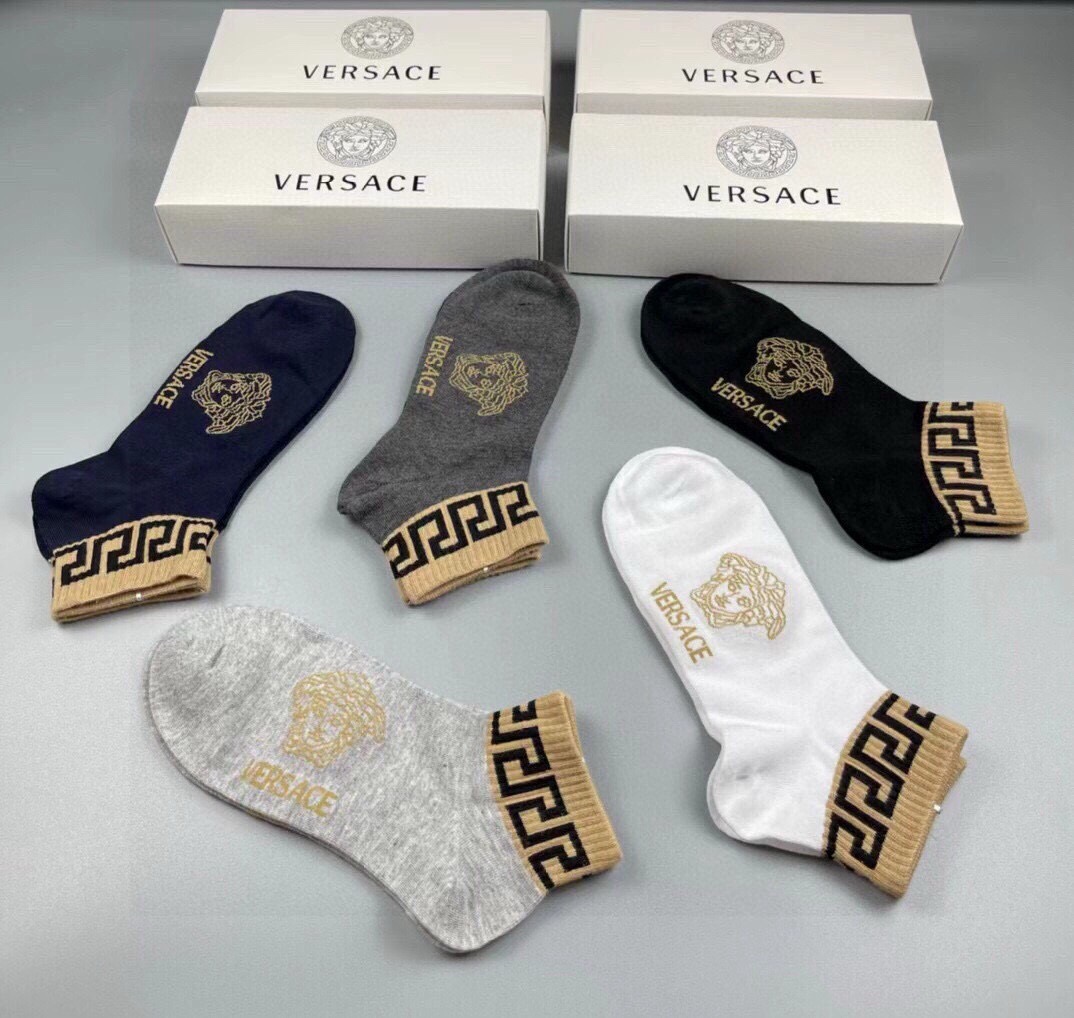 🆕Versace · 范思哲❗️新品男款袜子❗️【一盒五双】纯棉材质织造，超柔软舒适，提花经典美人头➕字