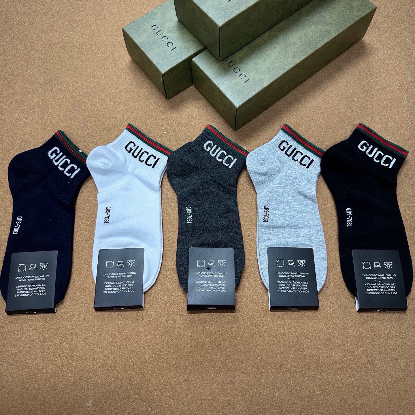 🆕Gucci · 古奇❗️G家新品男款短袜❗️【一盒五双】G家专柜同步短袜，提花经典标志，超级nice，