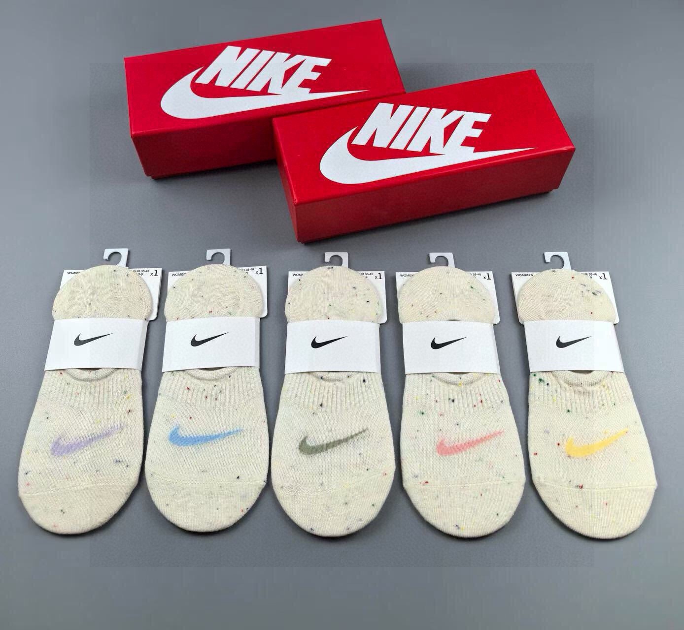🆕Nike · 耐克❗️☑️新品女款隐形袜子❗️【一盒五双】提花经典☑️标志，纯棉材质，超舒适超美腻❗️