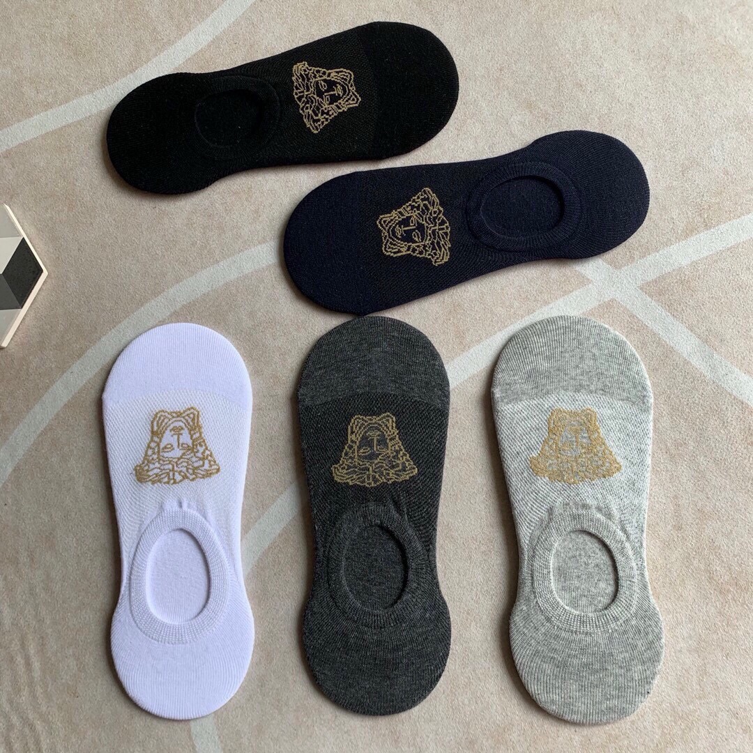 🆕Versace · 范思哲❗️经典男款隐形船袜❗️【一盒五双】纯棉材质织造，超柔软舒适，提花经典美人头