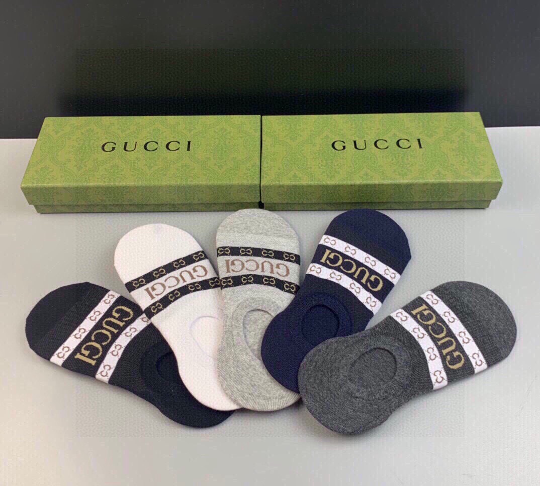 🆕Gucci · 古奇❗️G家新品男款隐形袜子❗️【一盒五双】提花经典Ｇ家标志，纯棉材质，超舒适超美腻❗