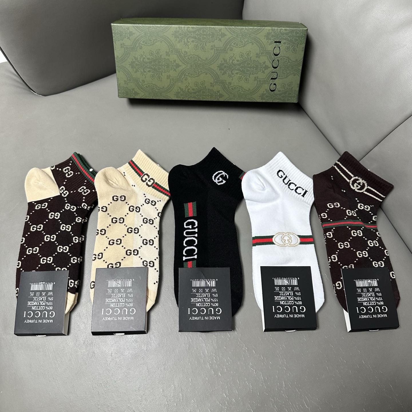 🆕Gucci · 古奇❗️G家新品袜子❗️【一盒五双】提花经典标志，超级nice，实物超漂亮，超火爆小单