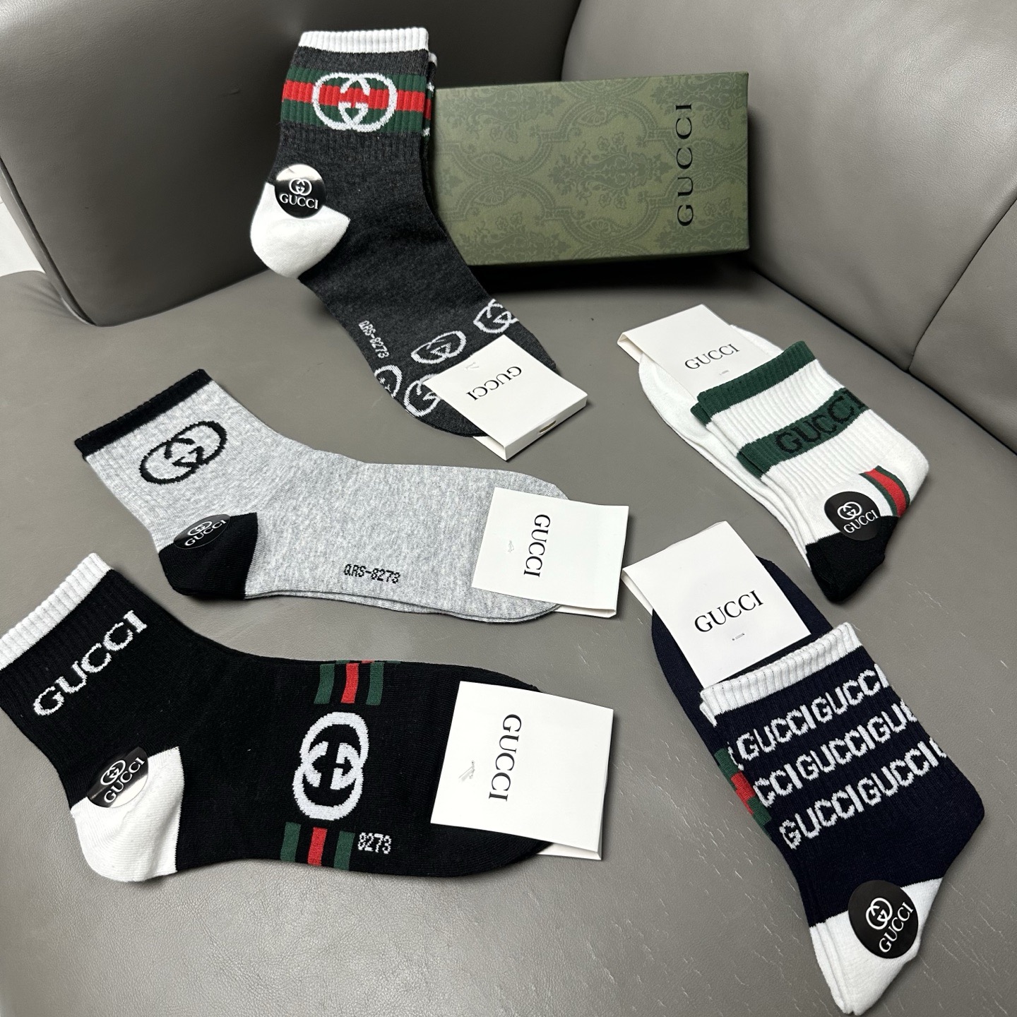 🆕Gucci · 古奇❗️G家新品袜子❗️【一盒五双】提花经典双G标志，超级nice，实物超漂亮，超火爆