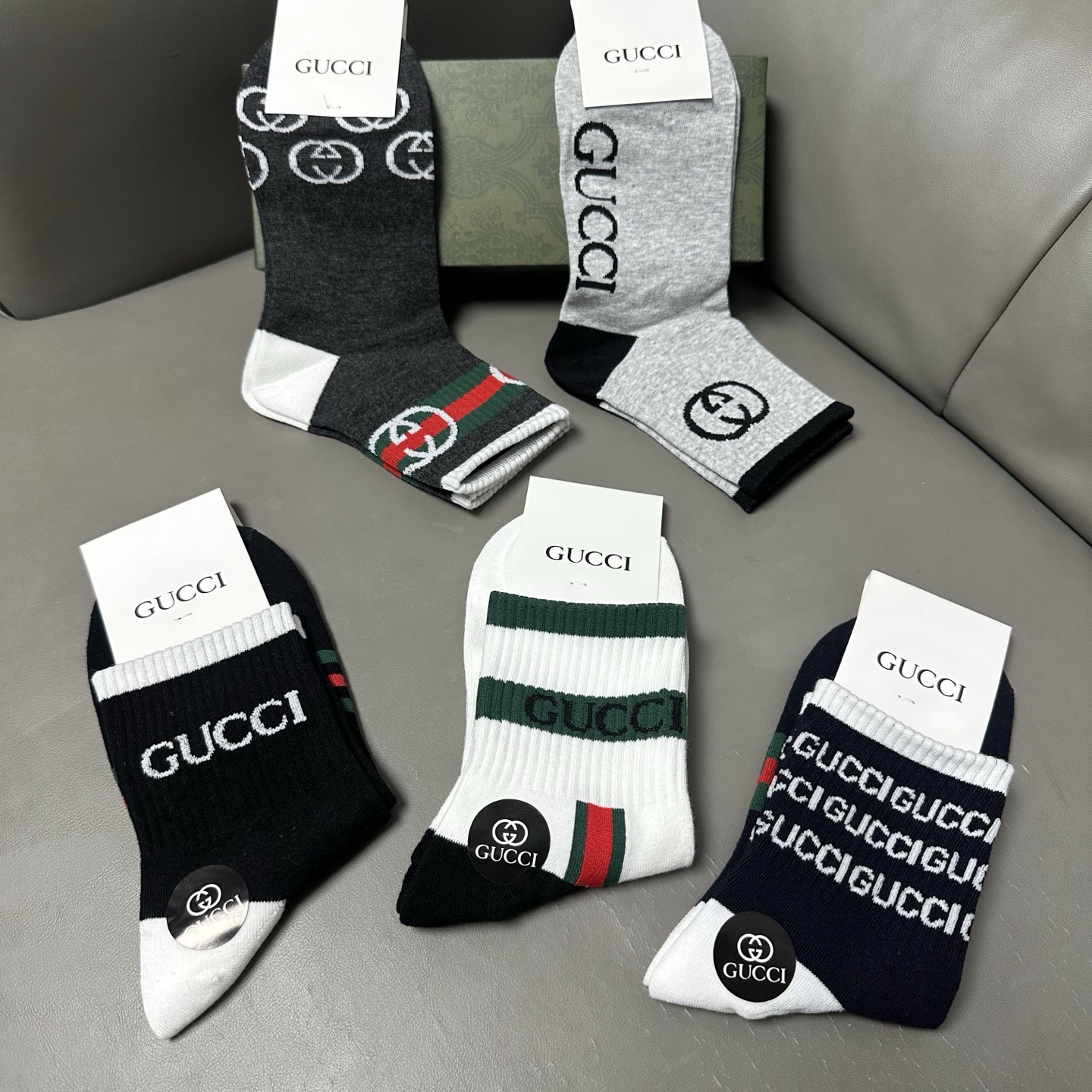 🆕Gucci · 古奇❗️G家新品袜子❗️【一盒五双】提花经典双G标志，超级nice，实物超漂亮，超火爆