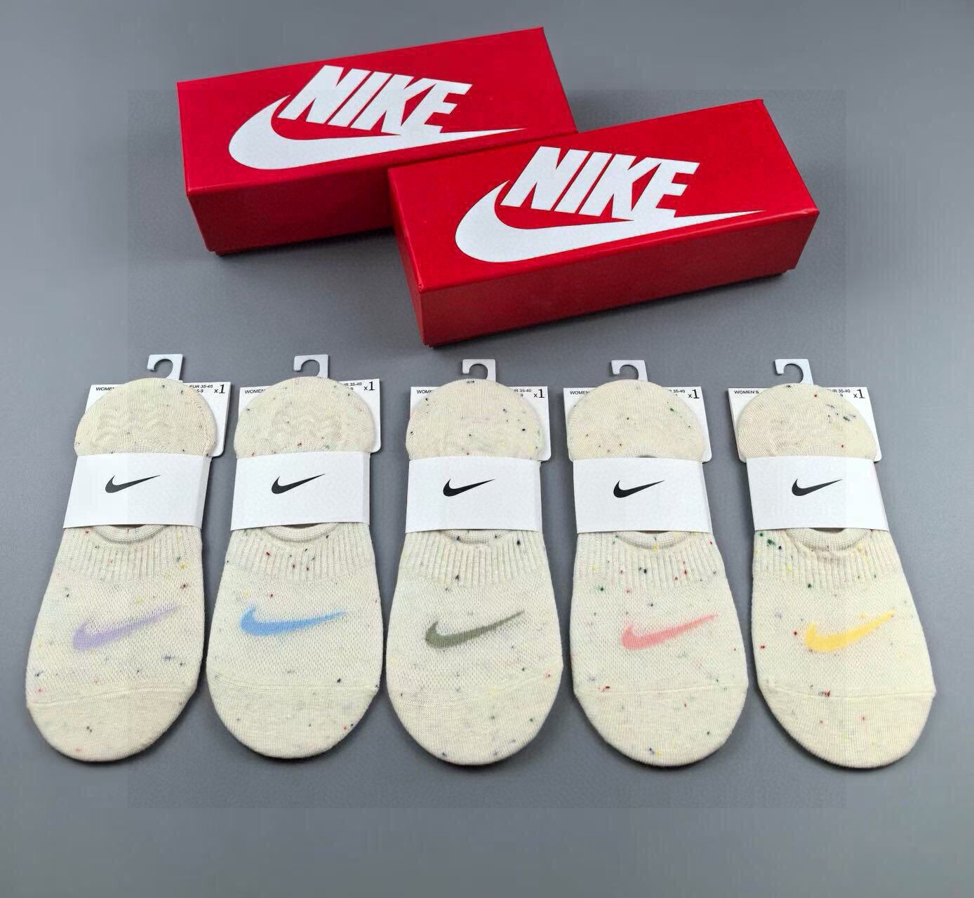 🆕Nike · 耐克❗️☑️新品女款隐形袜子❗️【一盒五双】提花经典☑️标志，纯棉材质，超舒适超美腻❗️