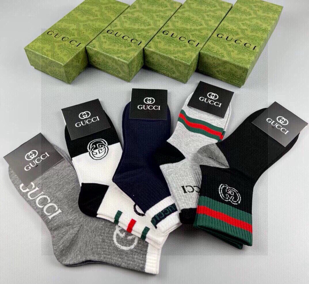 🆕Gucci · 古奇❗️G家新品袜子❗️【一盒五双】提花经典双G标志，超级nice，实物超漂亮，超火爆