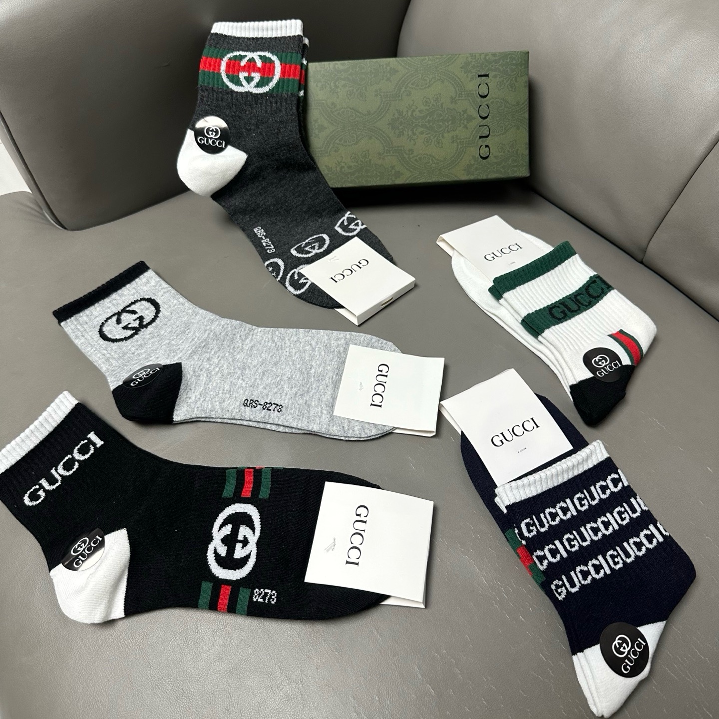 🆕Gucci · 古奇❗️G家新品袜子❗️【一盒五双】提花经典双G标志，超级nice，实物超漂亮，超火爆
