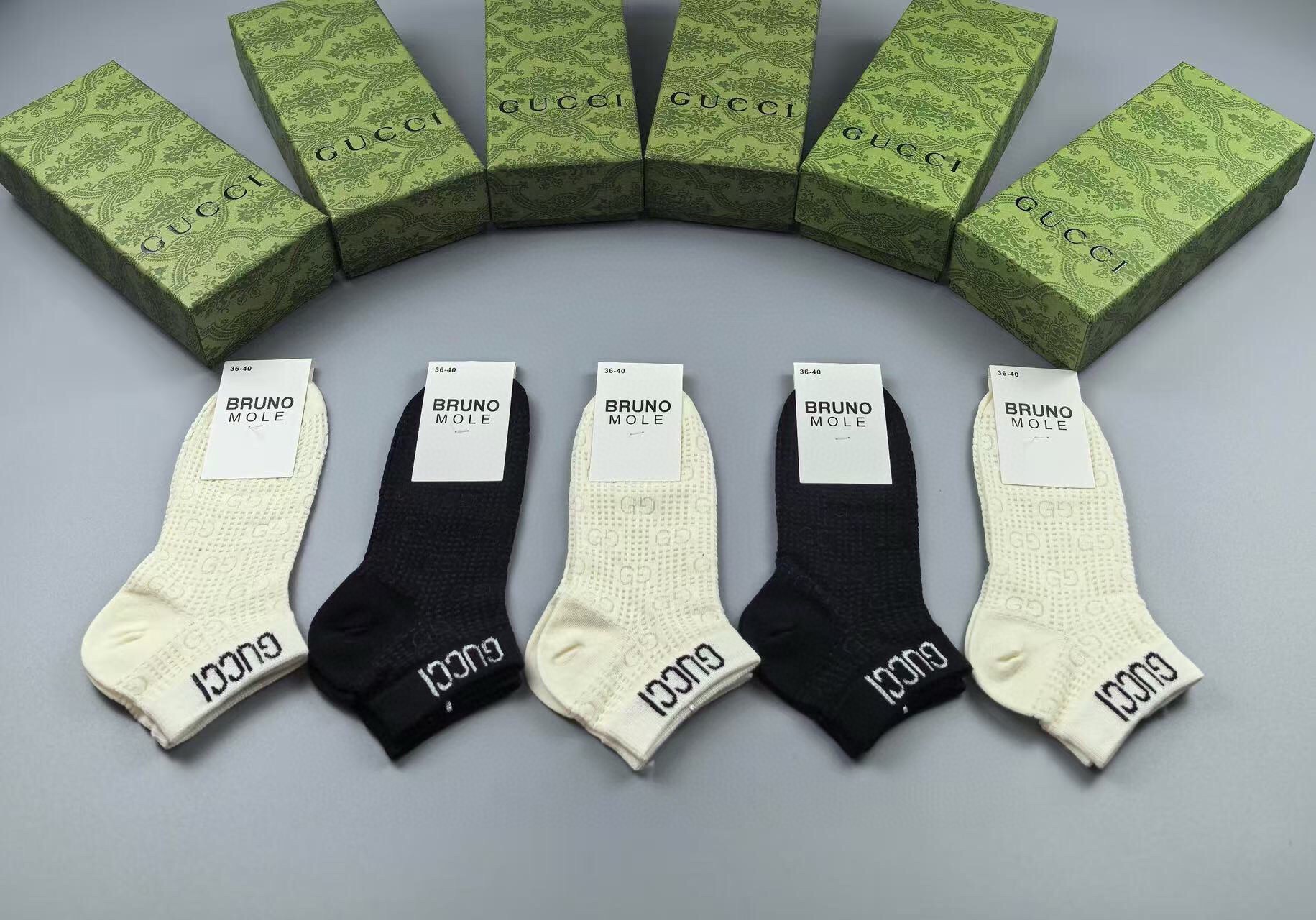 🆕Gucci · 古奇❗️G家新品短袜❗️【一盒五双】提花经典标志，超级nice，实物超漂亮，超火爆小单