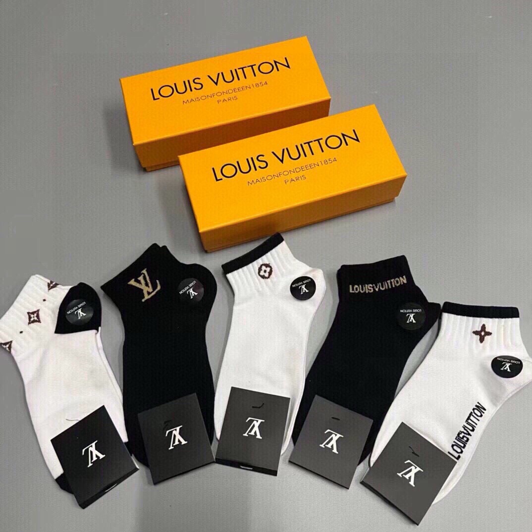 🆕Louis Vuitton · 路易威登❗️驴家新品男款袜子❗️【一盒五双】提花驴家经典logo，纯棉