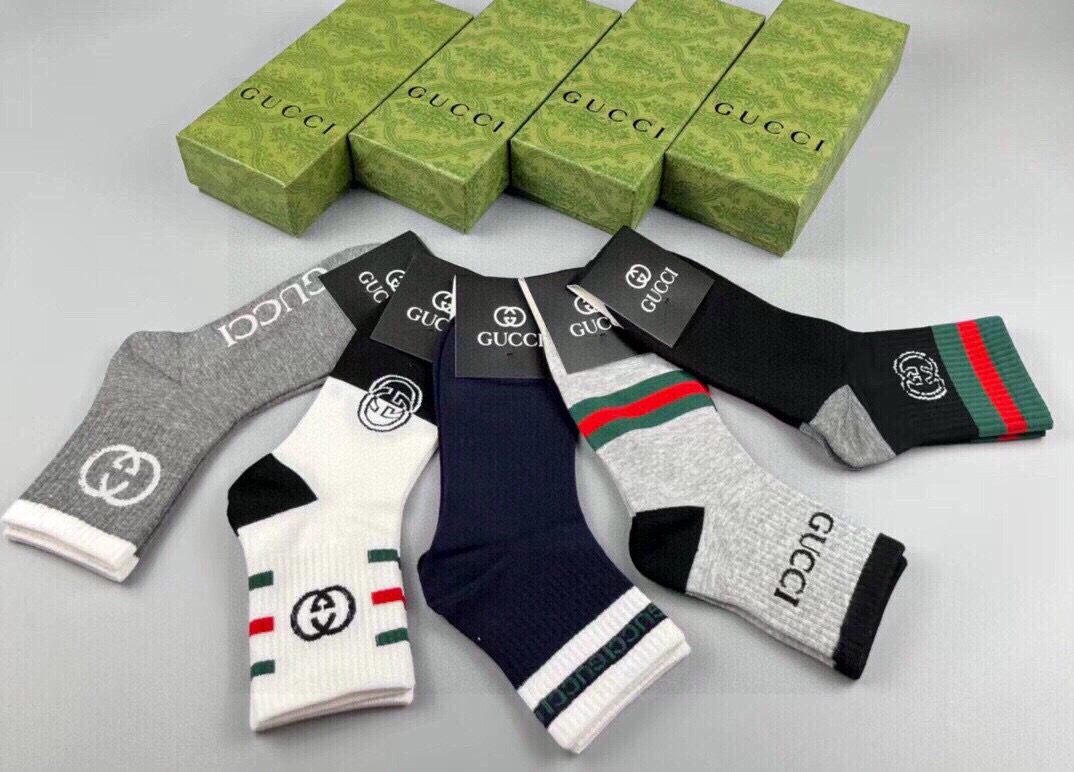 🆕Gucci · 古奇❗️G家新品袜子❗️【一盒五双】提花经典双G标志，超级nice，实物超漂亮，超火爆
