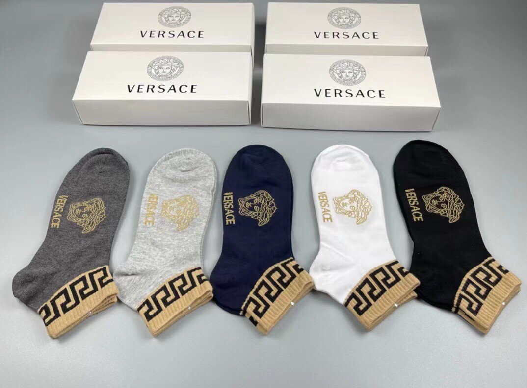 🆕Versace · 范思哲❗️新品男款袜子❗️【一盒五双】纯棉材质织造，超柔软舒适，提花经典美人头➕字