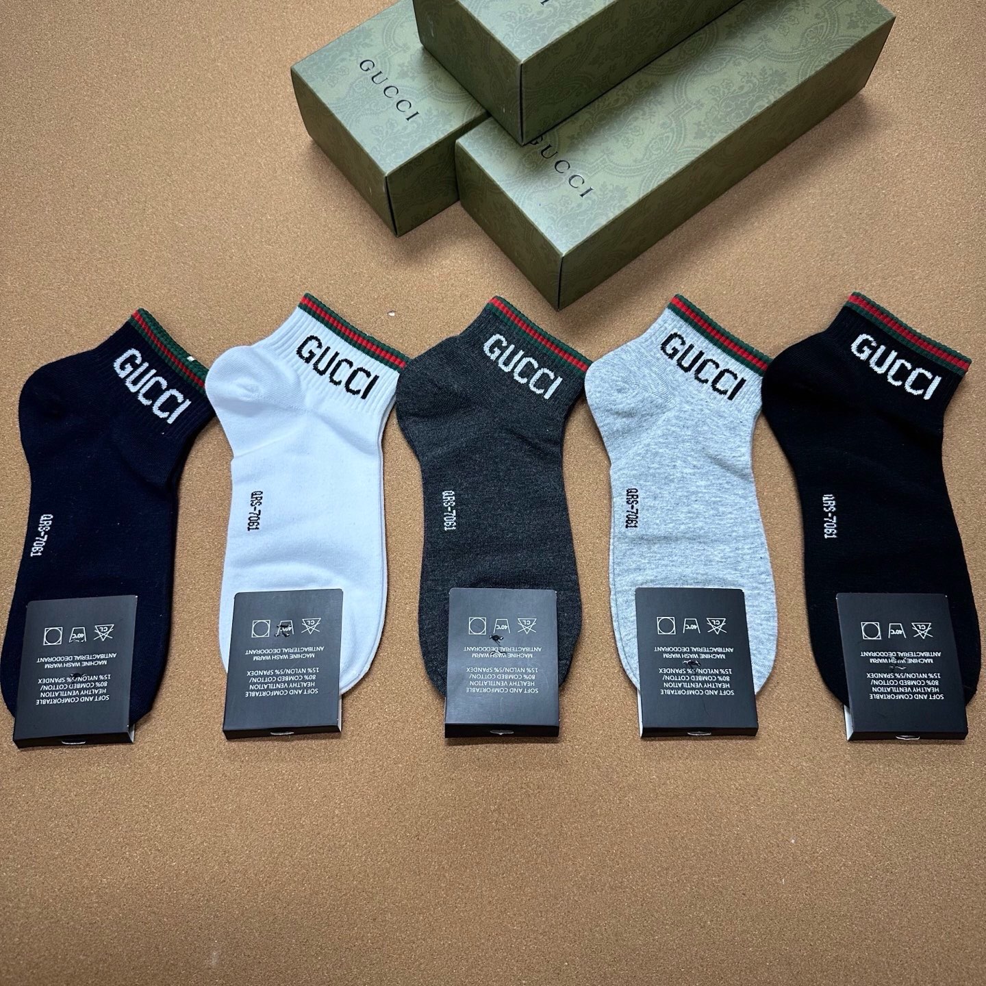 🆕Gucci · 古奇❗️G家新品男款短袜❗️【一盒五双】G家专柜同步短袜，提花经典标志，超级nice，
