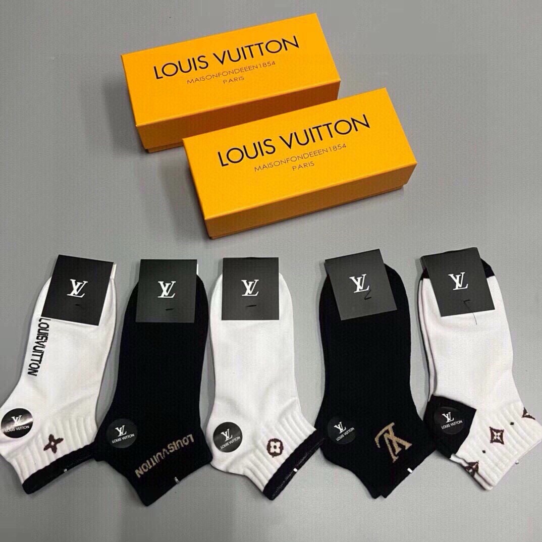 🆕Louis Vuitton · 路易威登❗️驴家新品男款袜子❗️【一盒五双】提花驴家经典logo，纯棉
