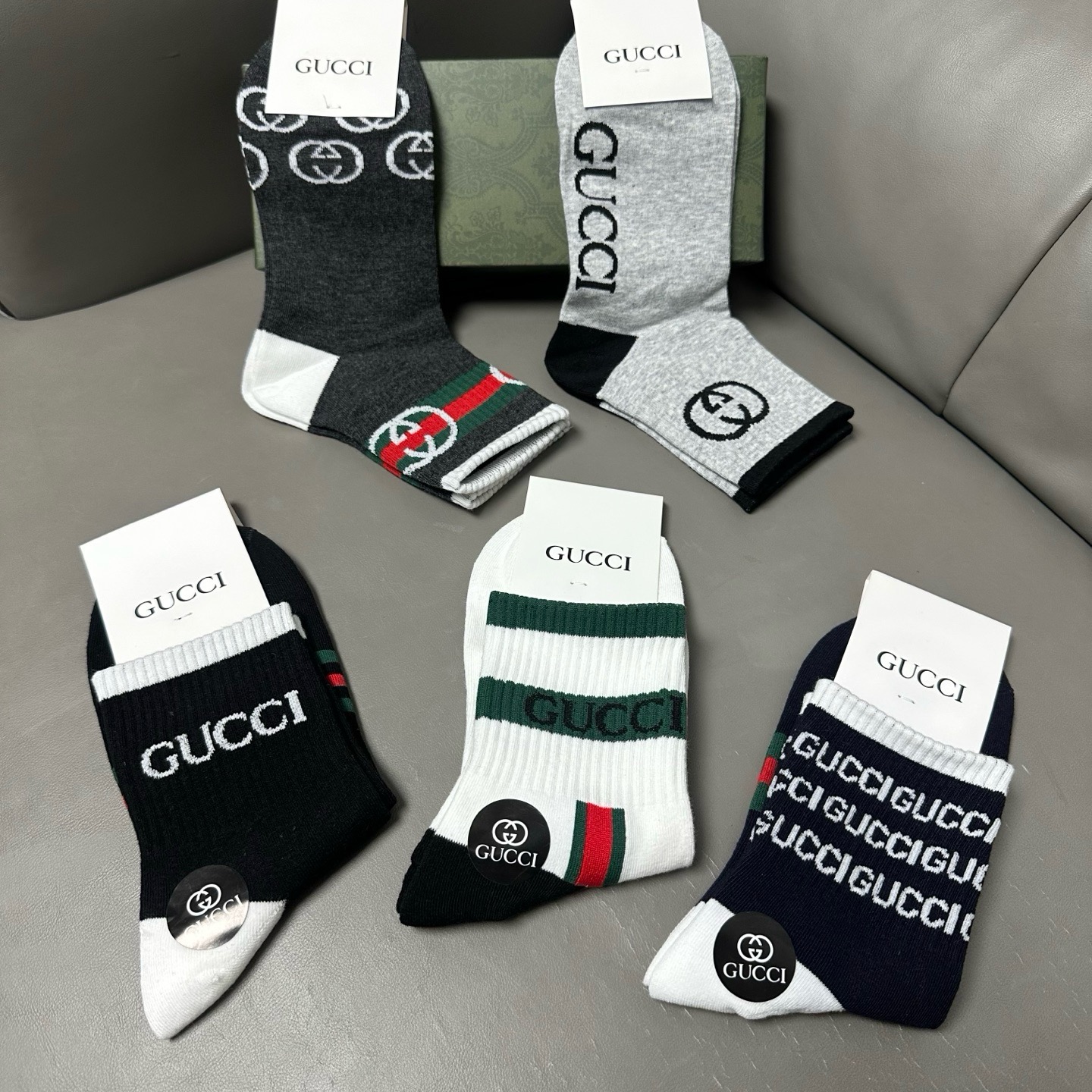 🆕Gucci · 古奇❗️G家新品袜子❗️【一盒五双】提花经典双G标志，超级nice，实物超漂亮，超火爆